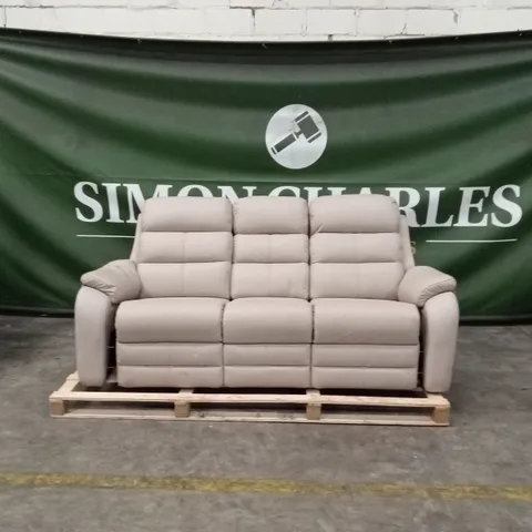 QUALITY DESIGNER 3 SEATER LEATHER SOFA - CREAM