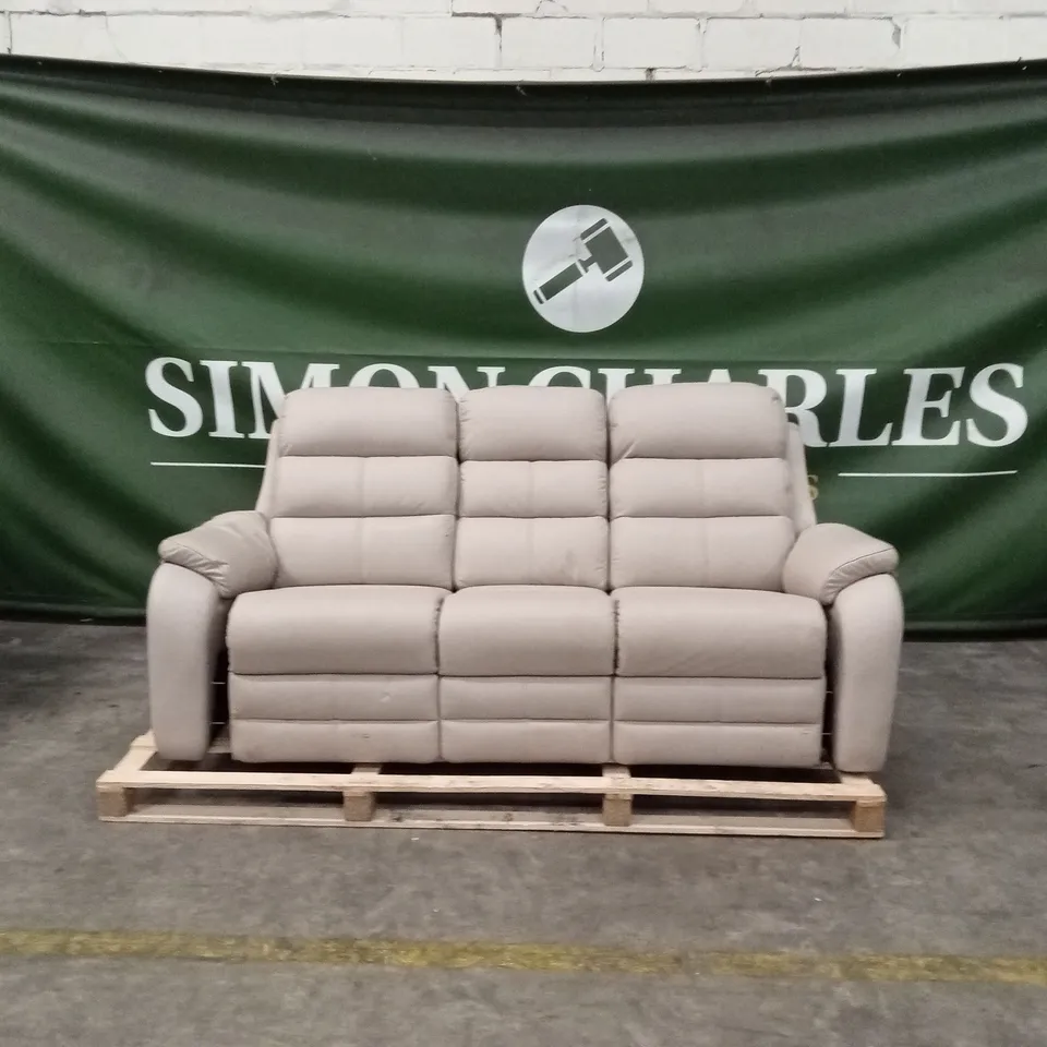 QUALITY DESIGNER 3 SEATER LEATHER SOFA - CREAM