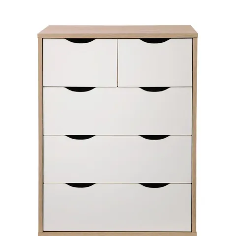 BOXED ALTON 3+2 DRAWER BEDROOM CABINET BEDSIDE CHEST OF DRAWERS - SONOMA OAK & WHITE (1 BOX)