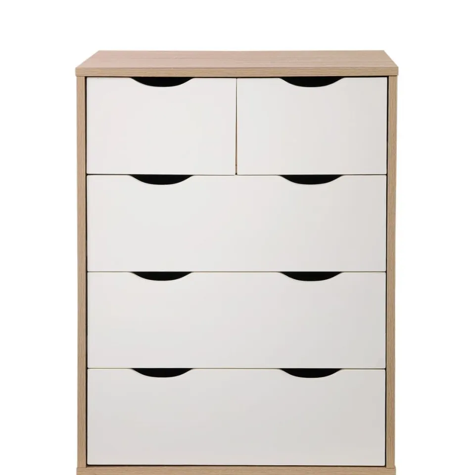 BOXED ALTON 3+2 DRAWER BEDROOM CABINET BEDSIDE CHEST OF DRAWERS - SONOMA OAK & WHITE (1 BOX)