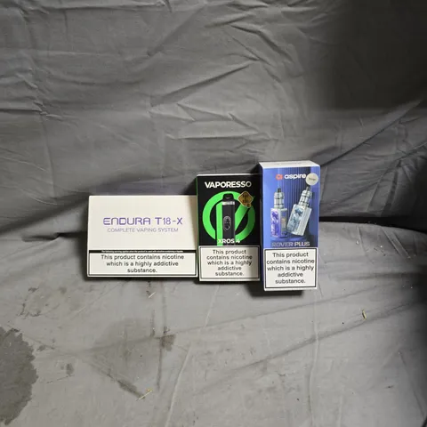 LOT OF APPROXIMATELY 20 ASSORTED VAPING ITEMS TO INCLUDE VAPORESSO/ASPIRE/ENDURA T18-X