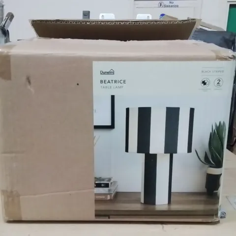 BOXED BEATRICE TABLE LAMP BLACK STRIPED