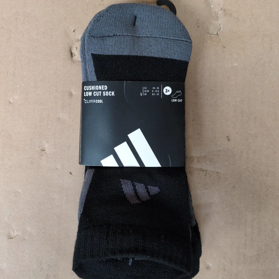 ADIDAS CUSHIONED LOW CUT SOCKS (3-PACK) IN BLACK SIZE LARGE