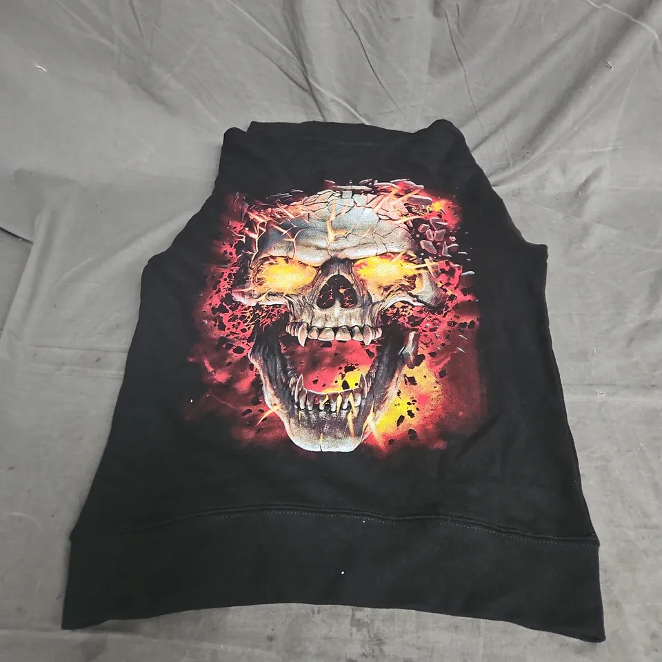 SPIRAL KIDS FLAMING SKULL PRINT HOODIE IN BLACK SIZE XL