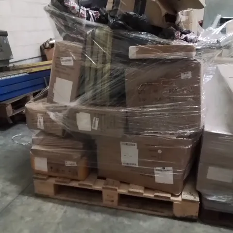 PALLET OF ASSORTED HOUSEHOLD GOODS AND PRODUCTS TO INCLUDE;BALANCE BIKE,PILLOW,PRESSURE WASHER 