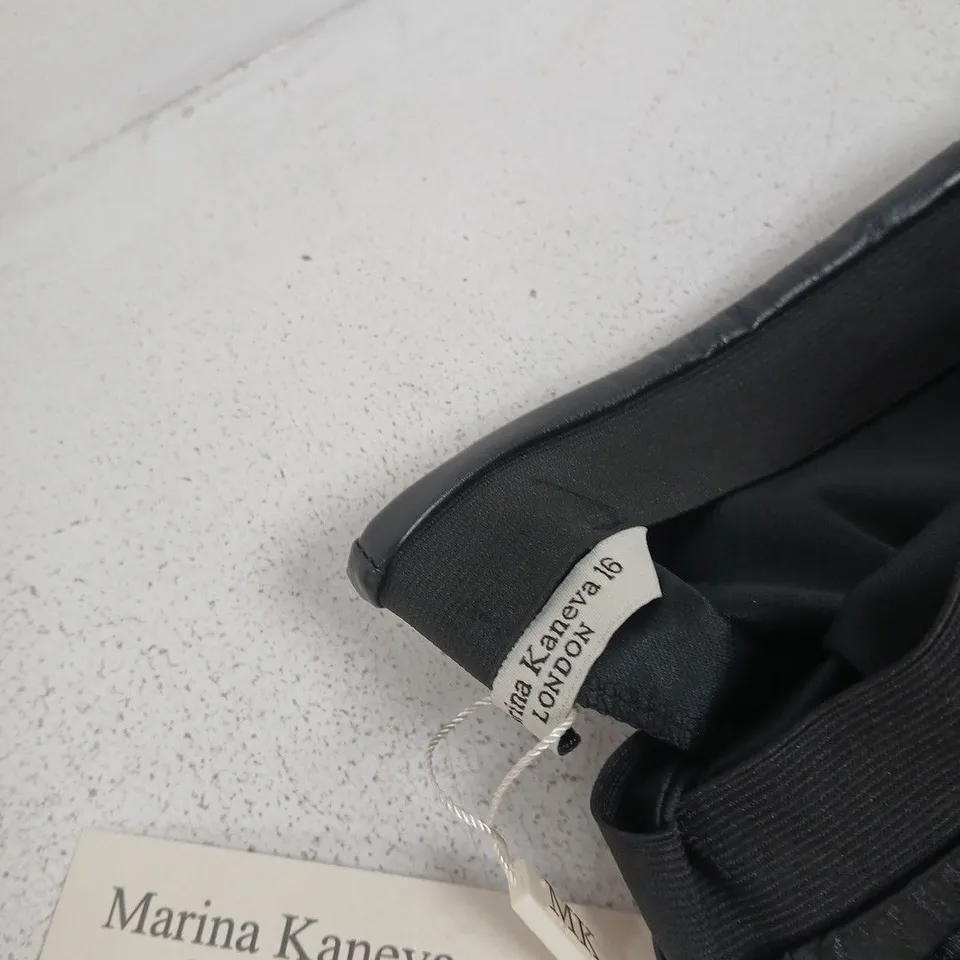 MARINA KANEVA LONDON BLACK LEATHER-LOOK TROUSERS - SIZE 16