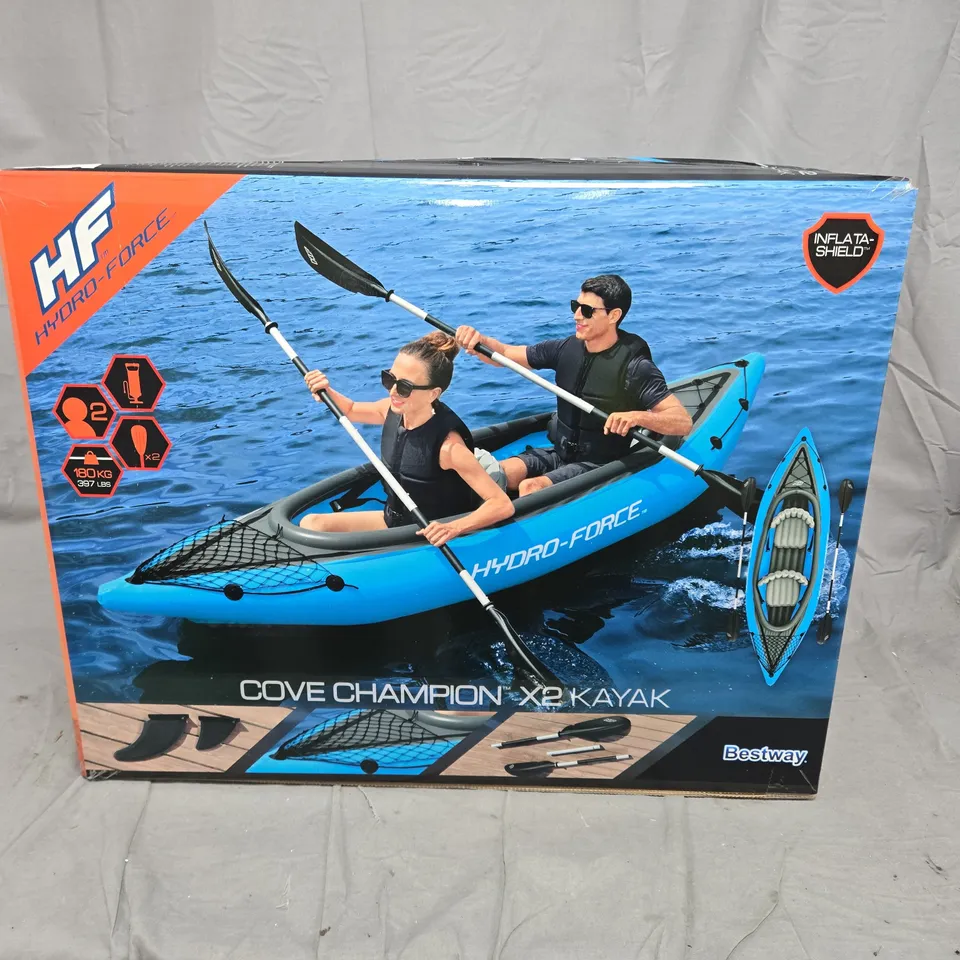 BOXED BESTWAY HYDRO-FORCE COVE CHAMPION X2 KAYAK – INFLATABLE TWO-PERSON KAYAK