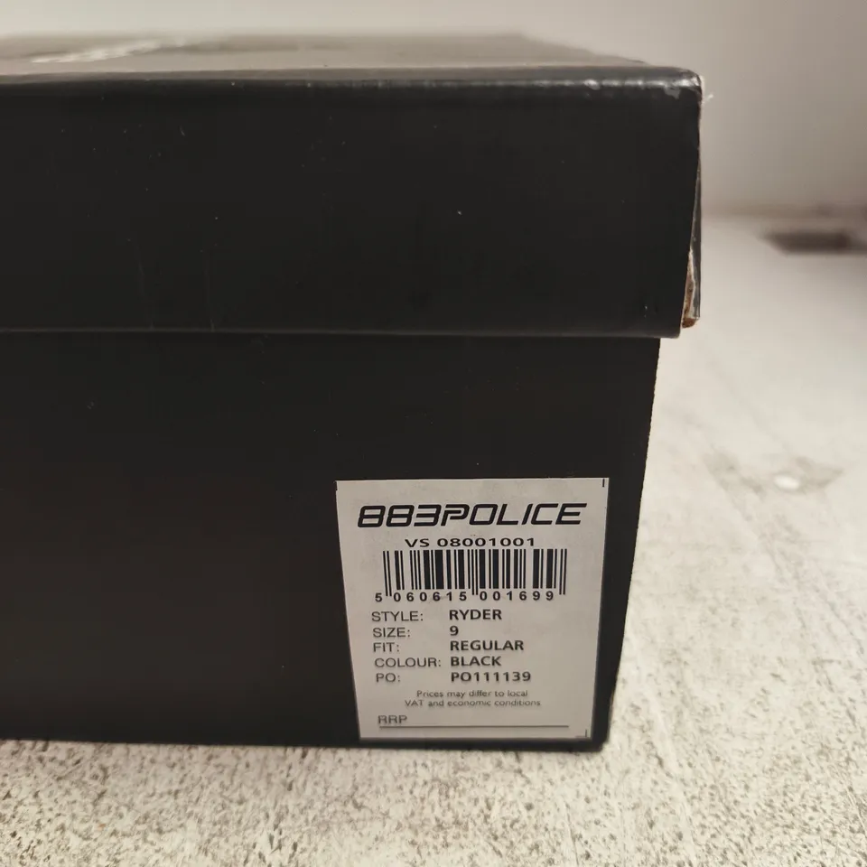 883 POLICE RYDER HIGH-TOP TRAINERS – BLACK, SIZE 9 (BOXED)
