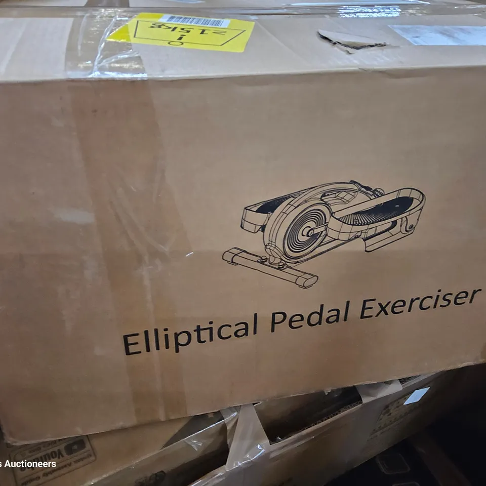 PALLET OF ASSORTED ITEMS TO INCLUDE, ELLIPTICAL PEDAL EXCERCISERS, CHILDS BIKE, HOLLYWOOD LED MAKE UP MIRROR, CLOTHES AIRER, TV WALL MOUNT.