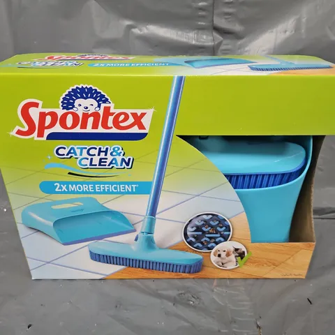 6 BOXED SPONTEX CATCH & CLEAN RUBBER BROOM AND DUSTPAN SETS