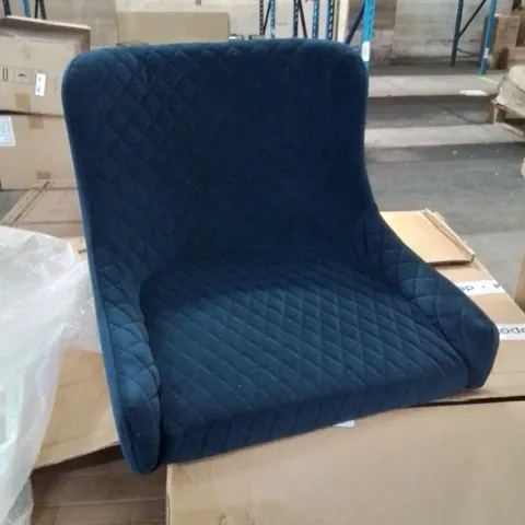 BOXED DUNDAS SET OF TWO BLUE VELVET DINING CHAIRS