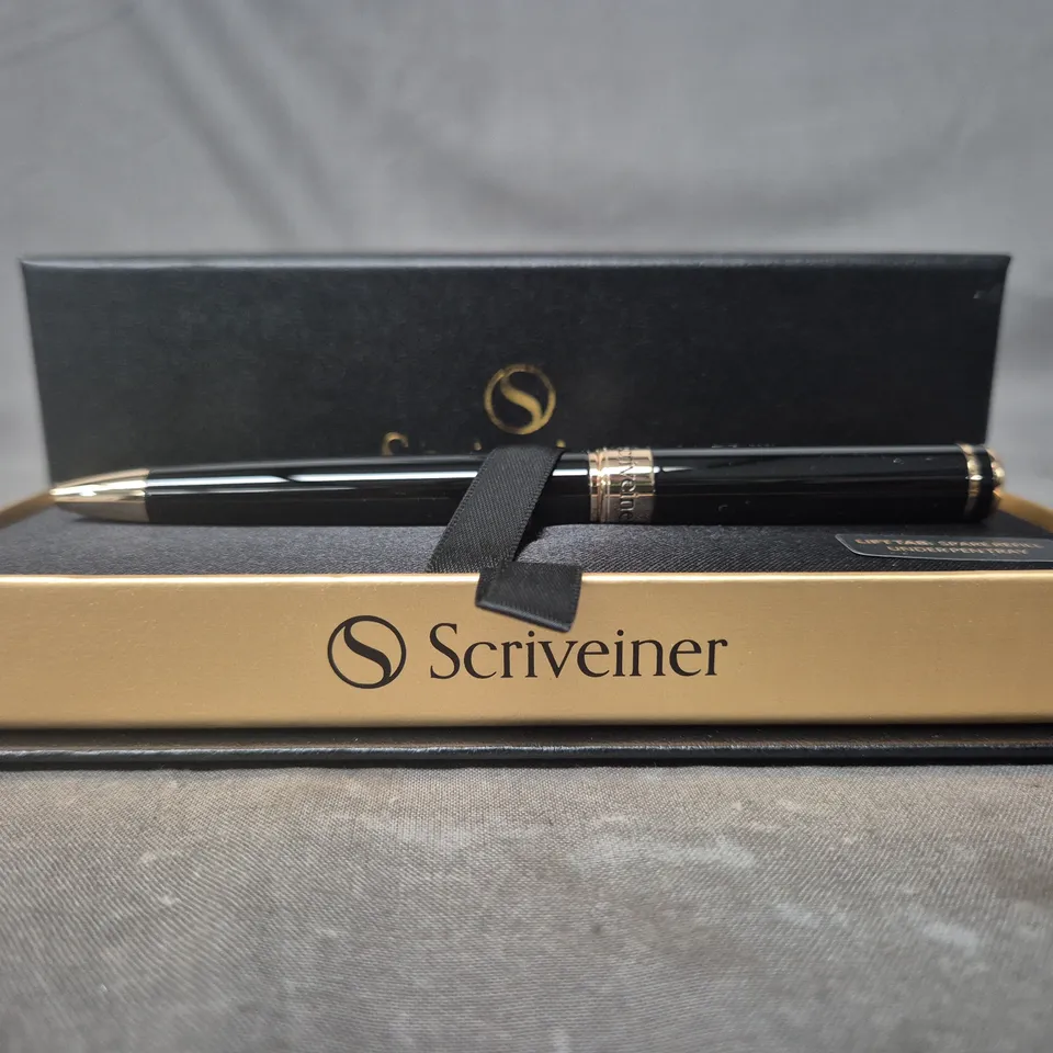 SCRIVEINER LONDON PEN WITH BLACK/GOLD PRESENTATION BOX