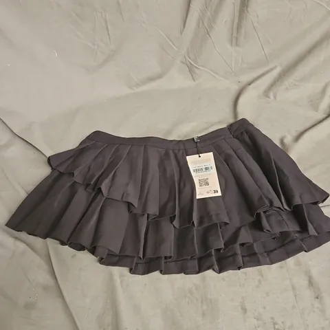 OH POLLY NADA LAYERED PLEATED LOW-RISE MINI SKIRT IN BLACK SIZE 10