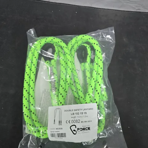 FORCE DOUBLE SAFETY LANYARD – NEON GREEN, 1.5M