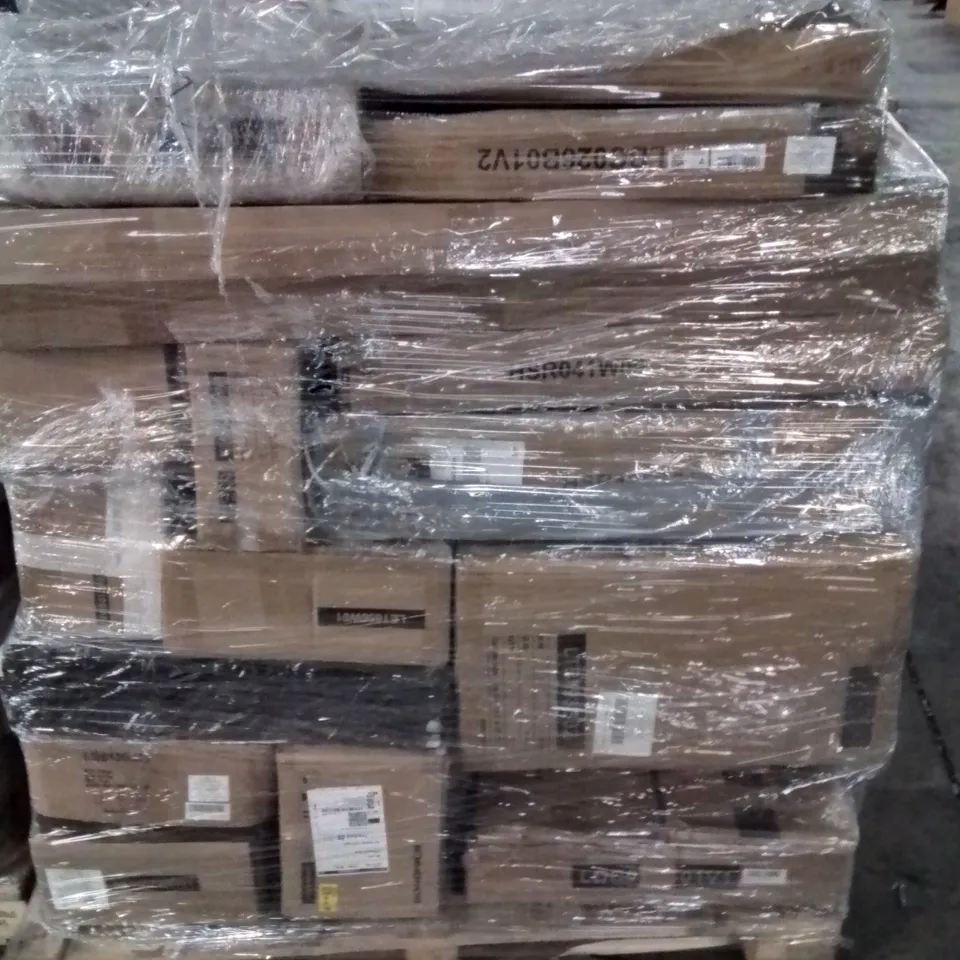 PALLET CONTAINING VARIOUS ASSORTED BOXED ITEMS TO INCLUDE: OTTOMAN BENCH, CORNER WALL BRACKETS, BOXED FURNITURE, PEDAL BIN ECT.