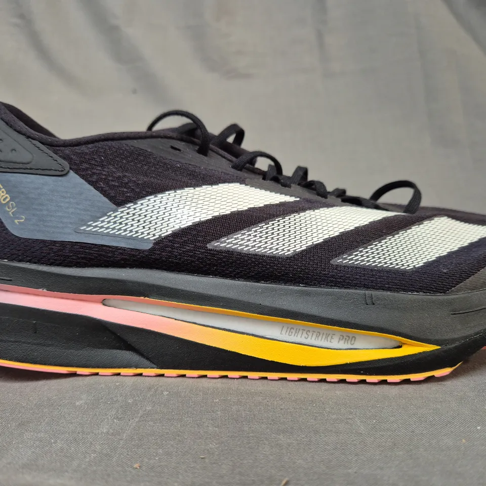 PAIR OF ADIDAS ADIZERO SL 2 SHOES IN BLACK/WHITE/YELLOW/PINK UK SIZE 8