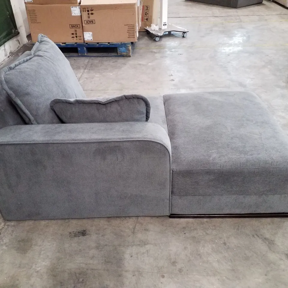 QUALITY DESIGNER LHF CHAISE - DARK GREY CORDUROY FABRIC 