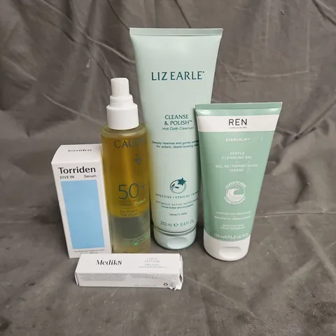 LOT OF APPROX 5 ASSORTED SKINCARE PRODUCTS TO INCLUDE - TORRIDEN DIVE IN SERUM - MEDIK8 LIQUID PEPTIDES - CAUDALIE SUN PROTECTION WATER - ETC