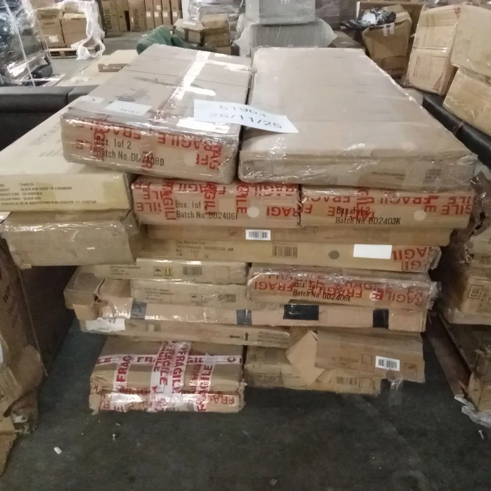 PALLET OF ASSORTED FLATPACK FURNITURE AND FURNITURE PARTS