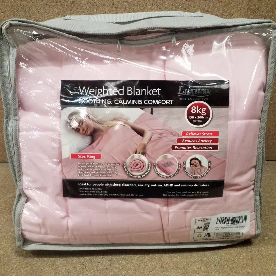 BRAND NEW LUXURA 8KG KING 150×200CM WEIGHTED BLANKET - PINK