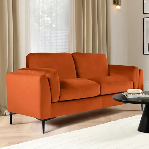 BOXED LUCIE 2-SEATER SOFA - BURNT ORANGE HOUSE VELVET