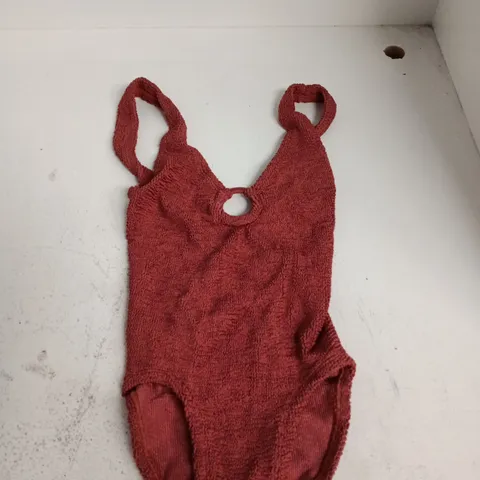 HUNZA G RED ONE SIZE FIT TERRY SWIMWEAR BODYSUIT