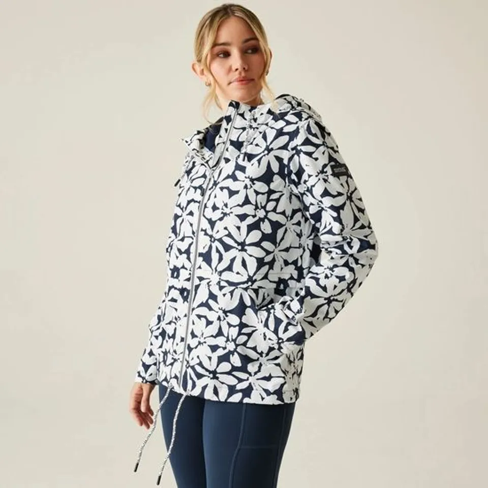 BRAND NEW REGATTA WOMEN'S BAYLETTA II WATERPROOF JACKET IN NAVY/WHITE FLORAL - UK 16