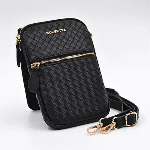 BOLSETTA LUXE BASKET WEAVE MAGNETIC HIP POUCH W/ RFID TECHNOLOGY & STRAP