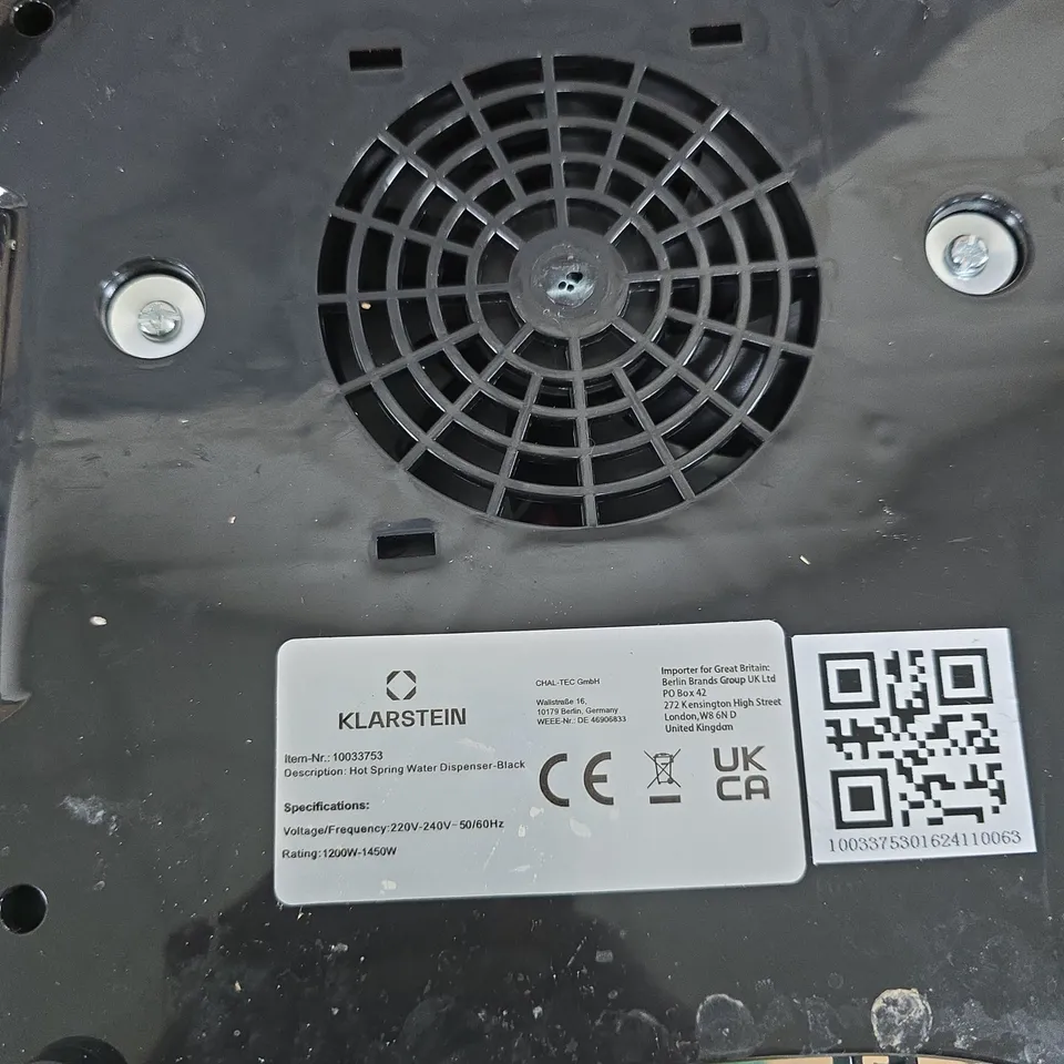 KLARSTEIN HOT SPRING WATER DISPENSER – BLACK