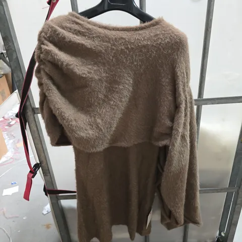PRETTY LAVISH BROWN FAUX FUR JUMPER – SIZE M