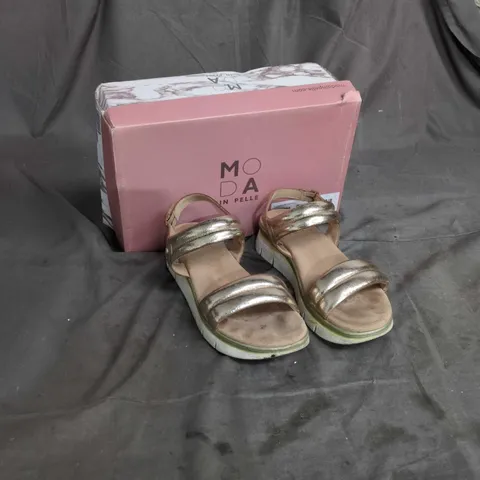MODA IN PELLE LEATHER SANDALS – GOLD METALLIC, UK 4 (EU 37)