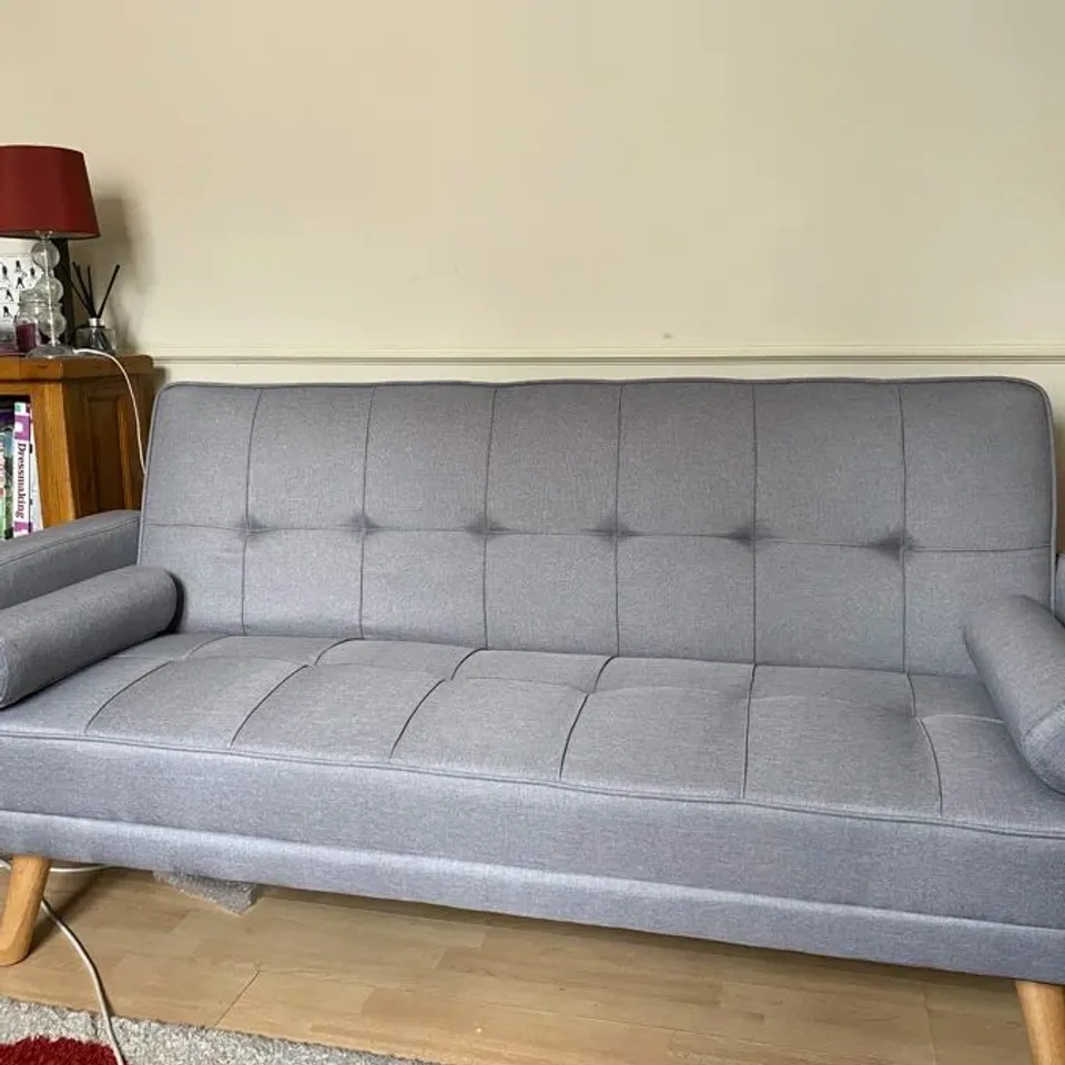MODA FORM 185CM 3 SEATER CONVERTIBLE SETTEE SOFA BED WITH ARMREST - MODERN GREY