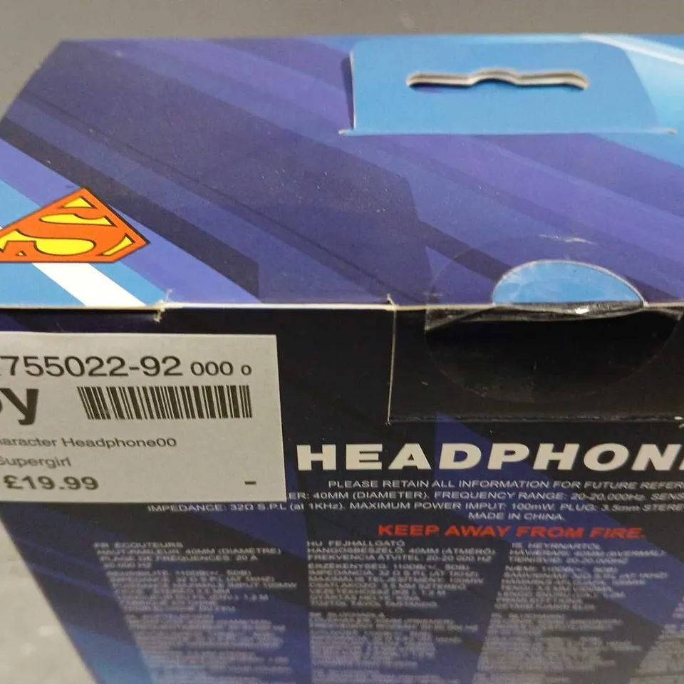 BOXED DC SUPERMAN THEMED HEADPHONES