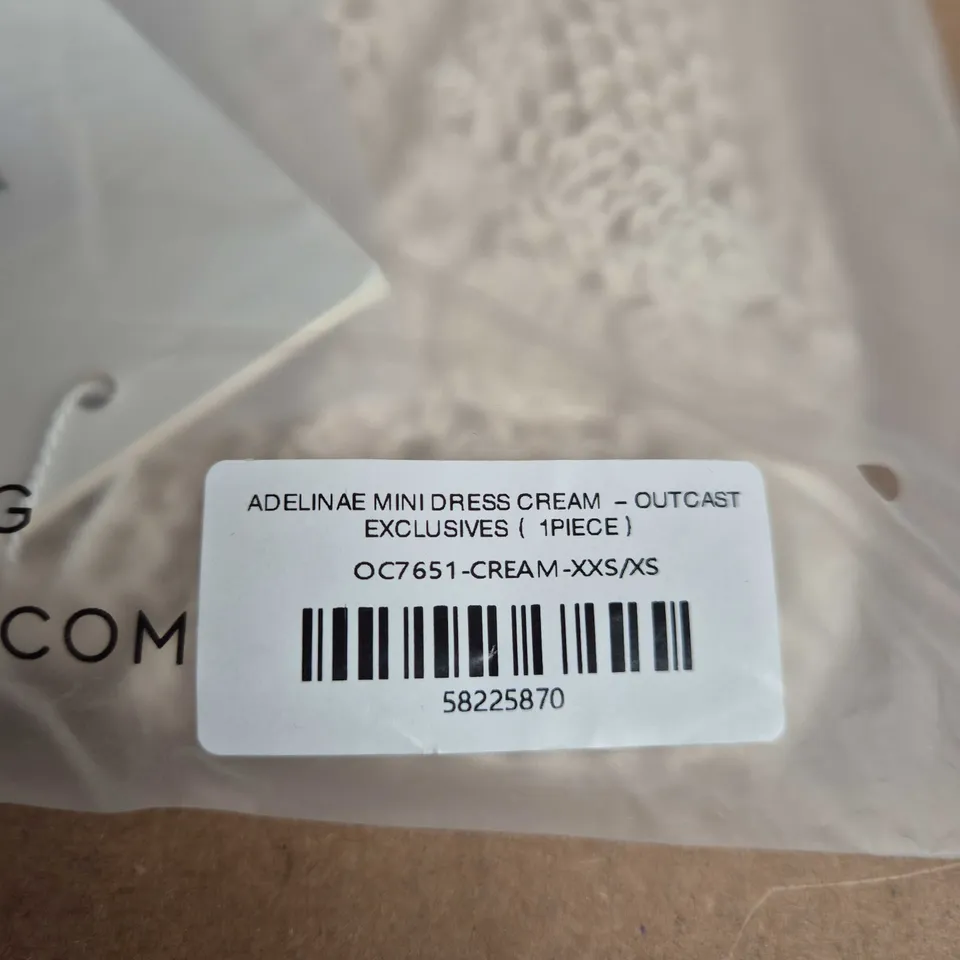 BAGGED OUTCAST CREAM MINI DRESS (XXS/XS)