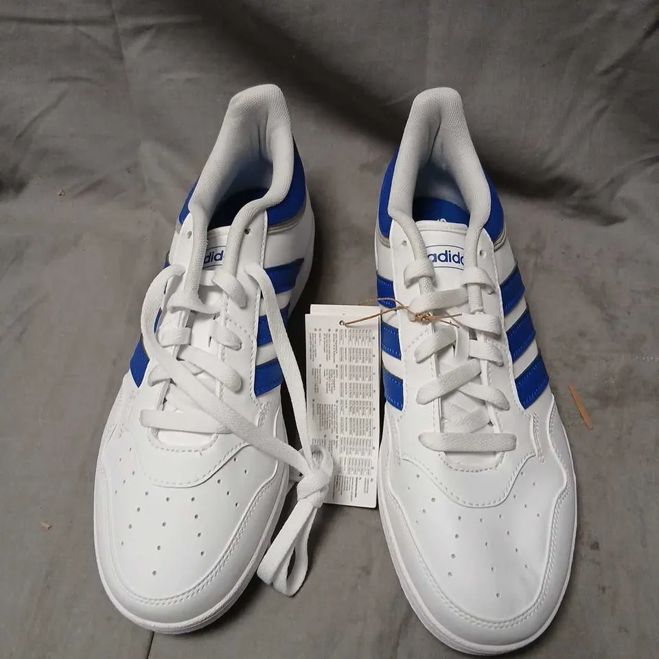 ADIDAS HOOPS 4.0 SNEAKERS – WHITE/BLUE, UK 8 (US 8, EU 42)