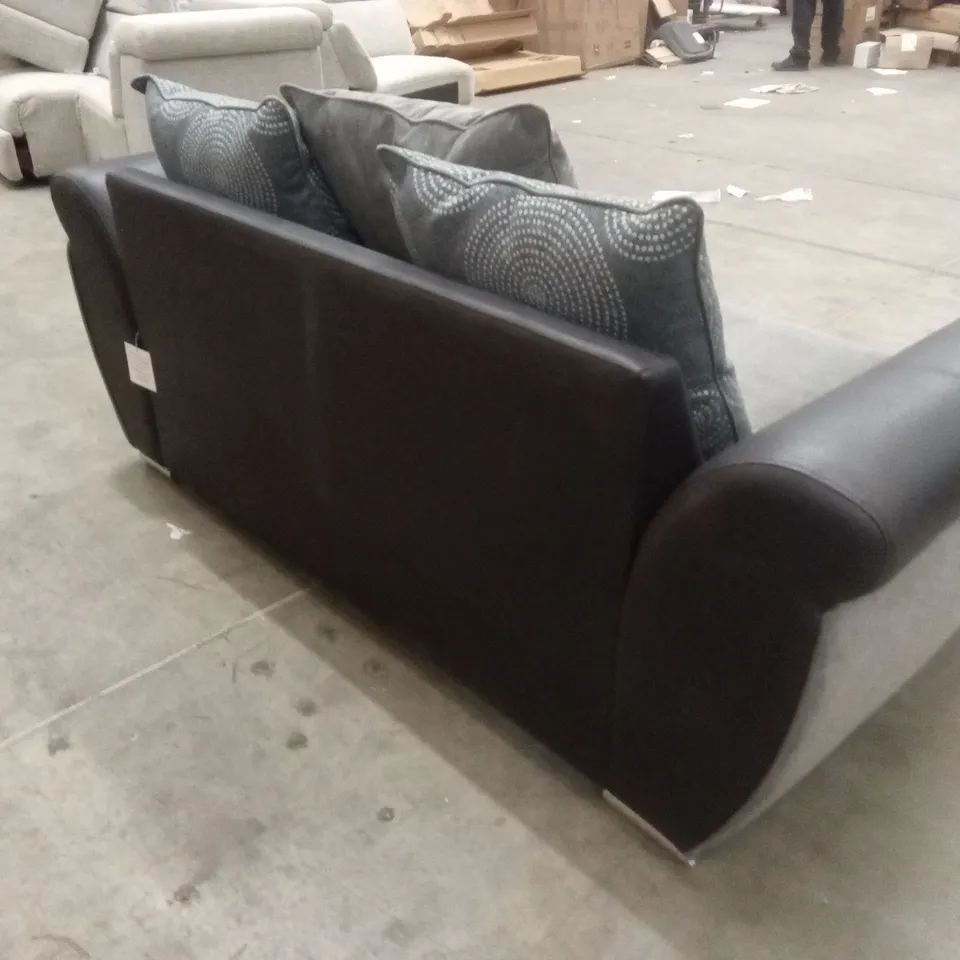 DANUBE FABRIC/FAUX LEATHER 3 SEATER SOFA RRP £599