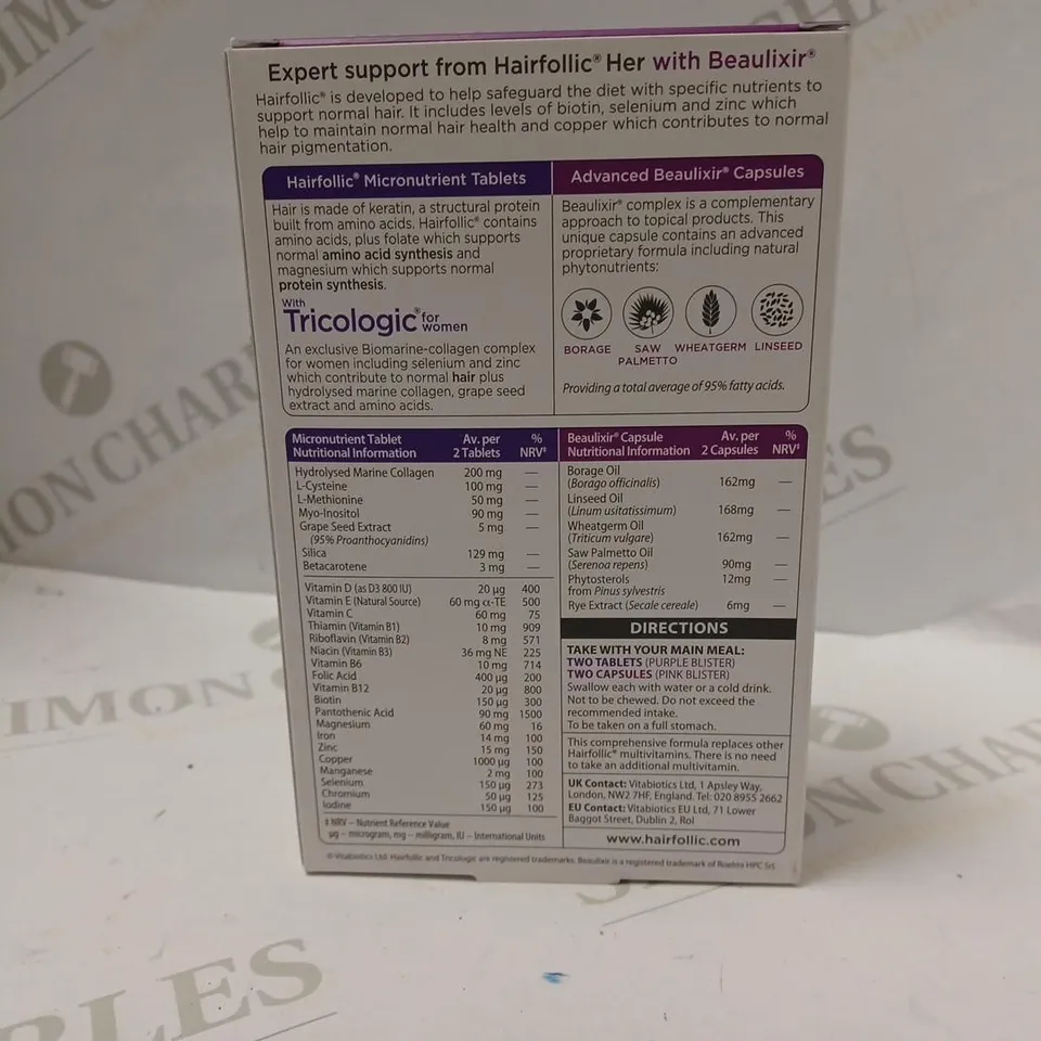 VITABIOTICS HAIRFOLLIC HER TABLETS DUAL PACK (30 TABS + 30 CAPS)