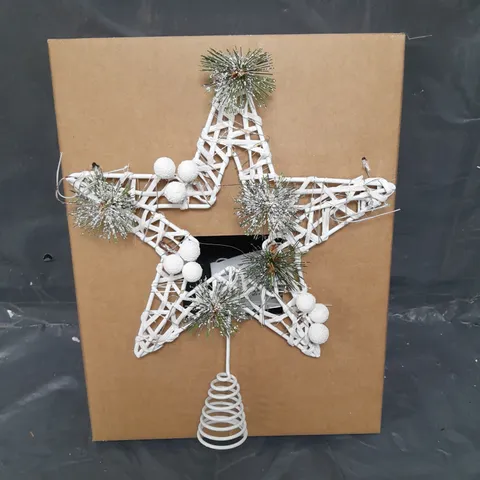 PRE LIT WHITE STAR TREE TOPPER