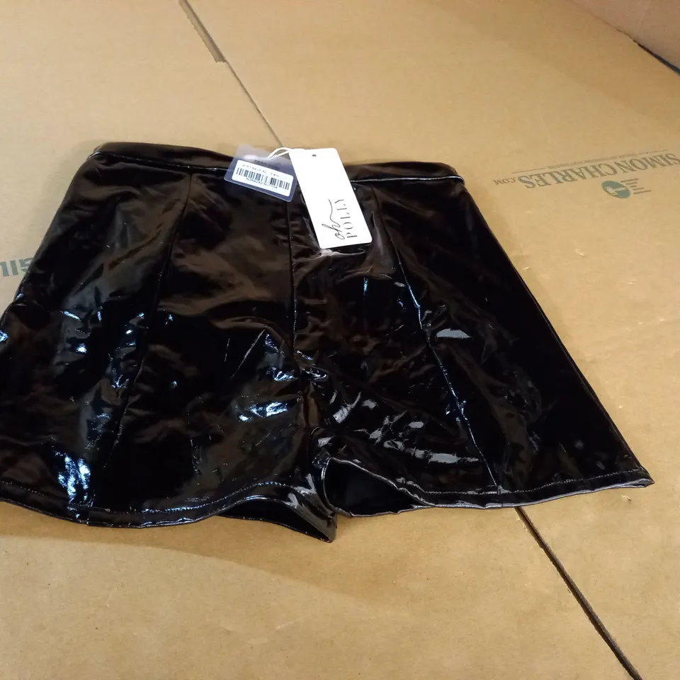 OH POLLY BLACK LATEX SKIRT SIZE 10