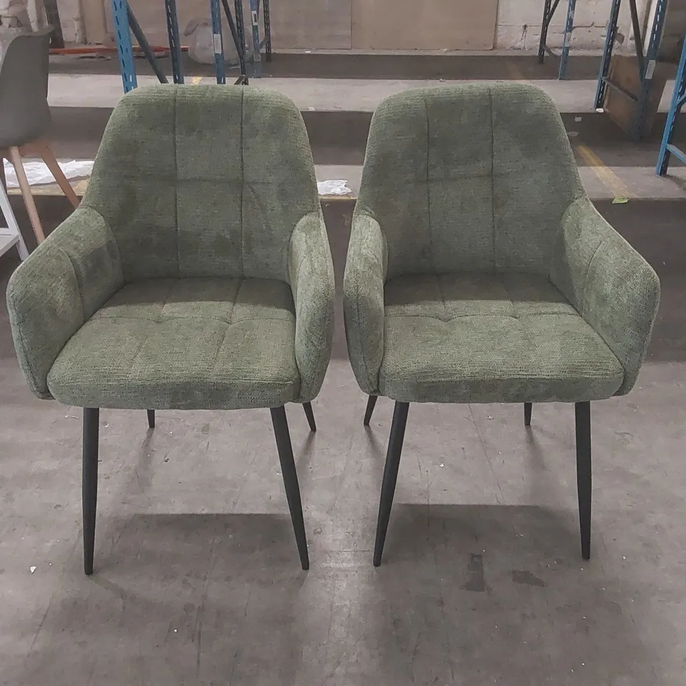 PAIR OF DESIGNER UPHOLSTERED DINING CHAIRS
