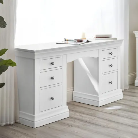BOXED JULIAN BOWEN CLERMONT DRESSING TABLE - WHITE (1 BOX)