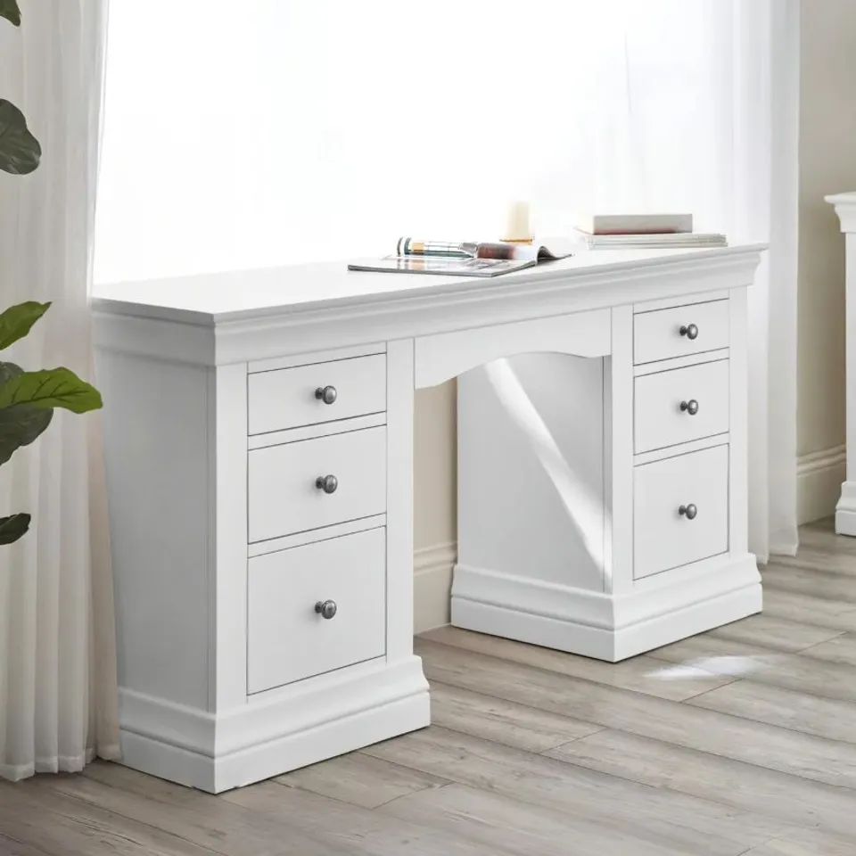 BOXED JULIAN BOWEN CLERMONT DRESSING TABLE - WHITE (1 BOX)
