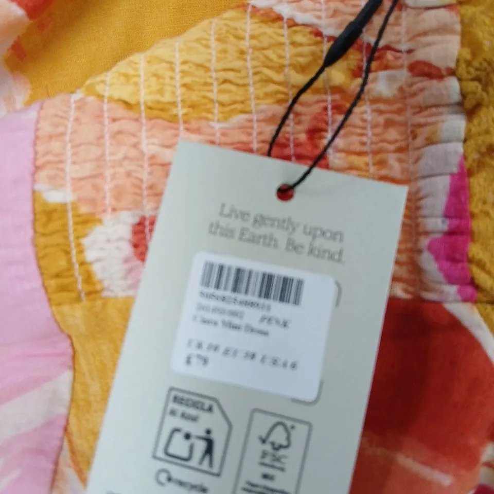 NOBODY'S CHILD WOMEN'S FLORAL DRESS – PINK & YELLOW PRINT - UK SIZE 10