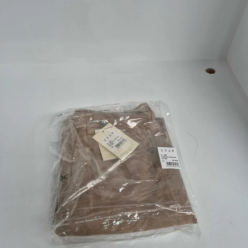 SCHOFFEL CANTERBURY 5 POCKET JEANS – CAMEL, UK 34L