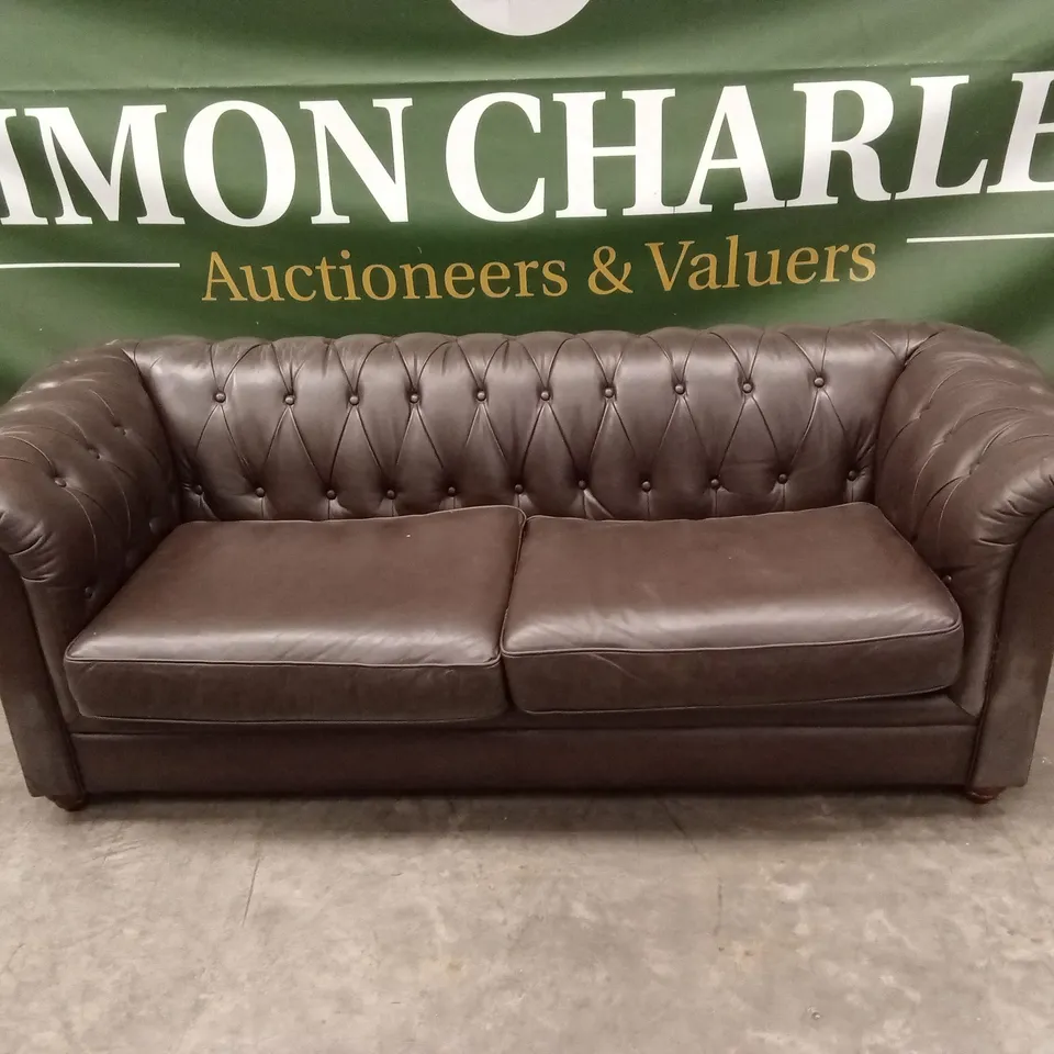 BAKERFIELD 3 SEATER LEATHER/FAUX LEATHER SOFA - CHOCOLATE RRP £1449