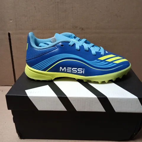 ADIDAS KIDS F50 MESSI LEAGUE FOOTBALL SHOES BLUE/YELLOW SIZE 12.5