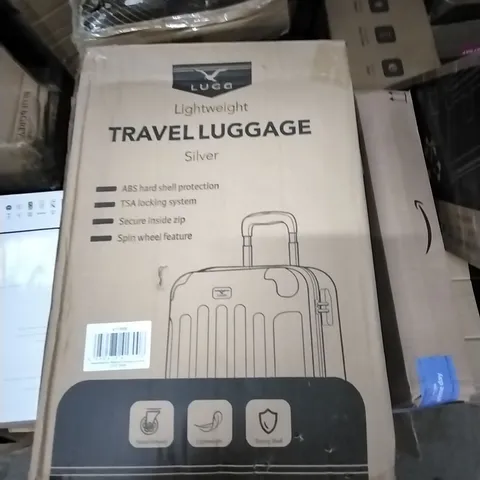 BOXED LUGG LIGHTWEIGHT TRAVEL LUGGAGE CASE - SILVER 