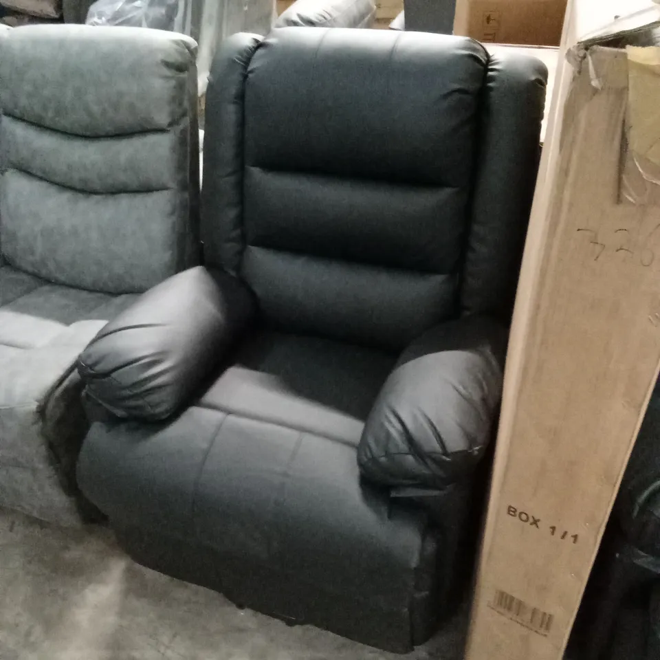DESIGNER BLACK FAUX LEATHER RECLINER CHAIR 