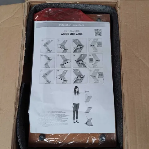BOXED MT DISPLAYS WOOD ZICK ZACK SHELF IN DARK WOOD