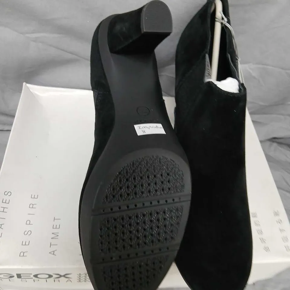 GEOX INSPIRE GOAT SUEDE ANKLE BOOTS – BLACK, UK 8 (EU 42)